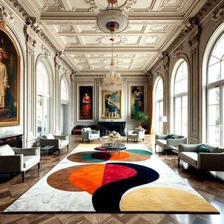 Handcrafted Abstract Circle Luxury Living Room Rug